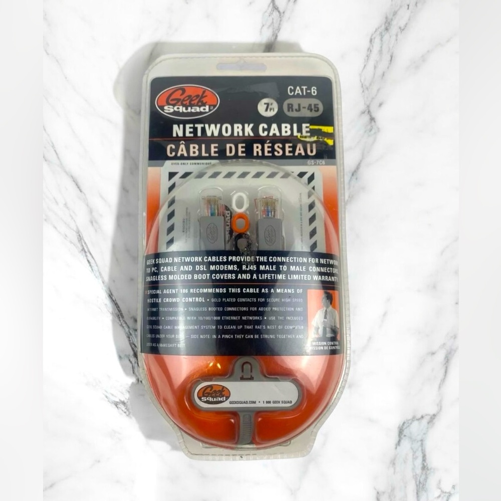 Geek Squad RJ-45 CAT-6 7 Network Ethernet Cable 7 ft Best Buy Factory Sealed